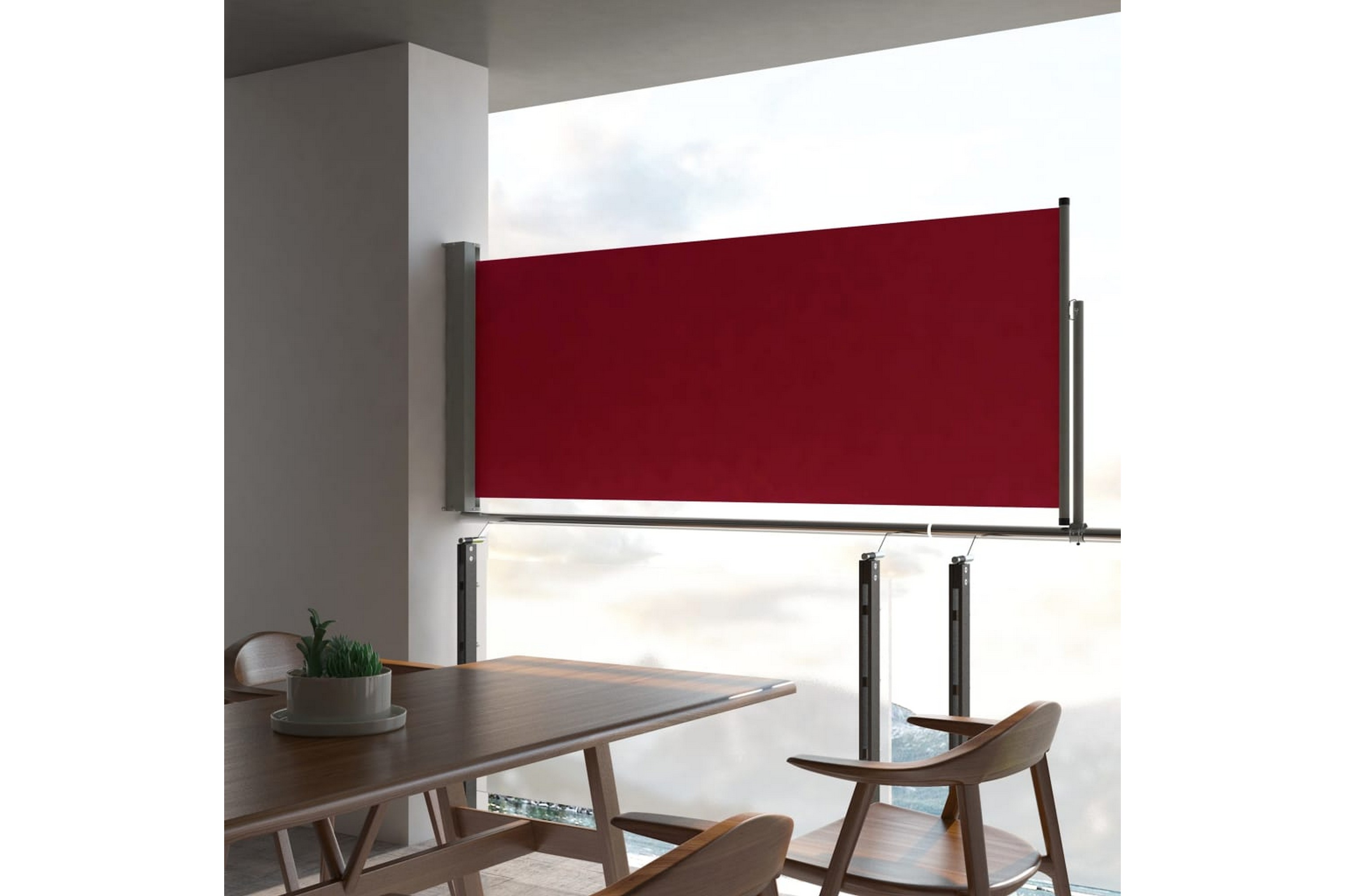 Be Basic Uttrekkbar sidemarkise 100x300 cm rød -