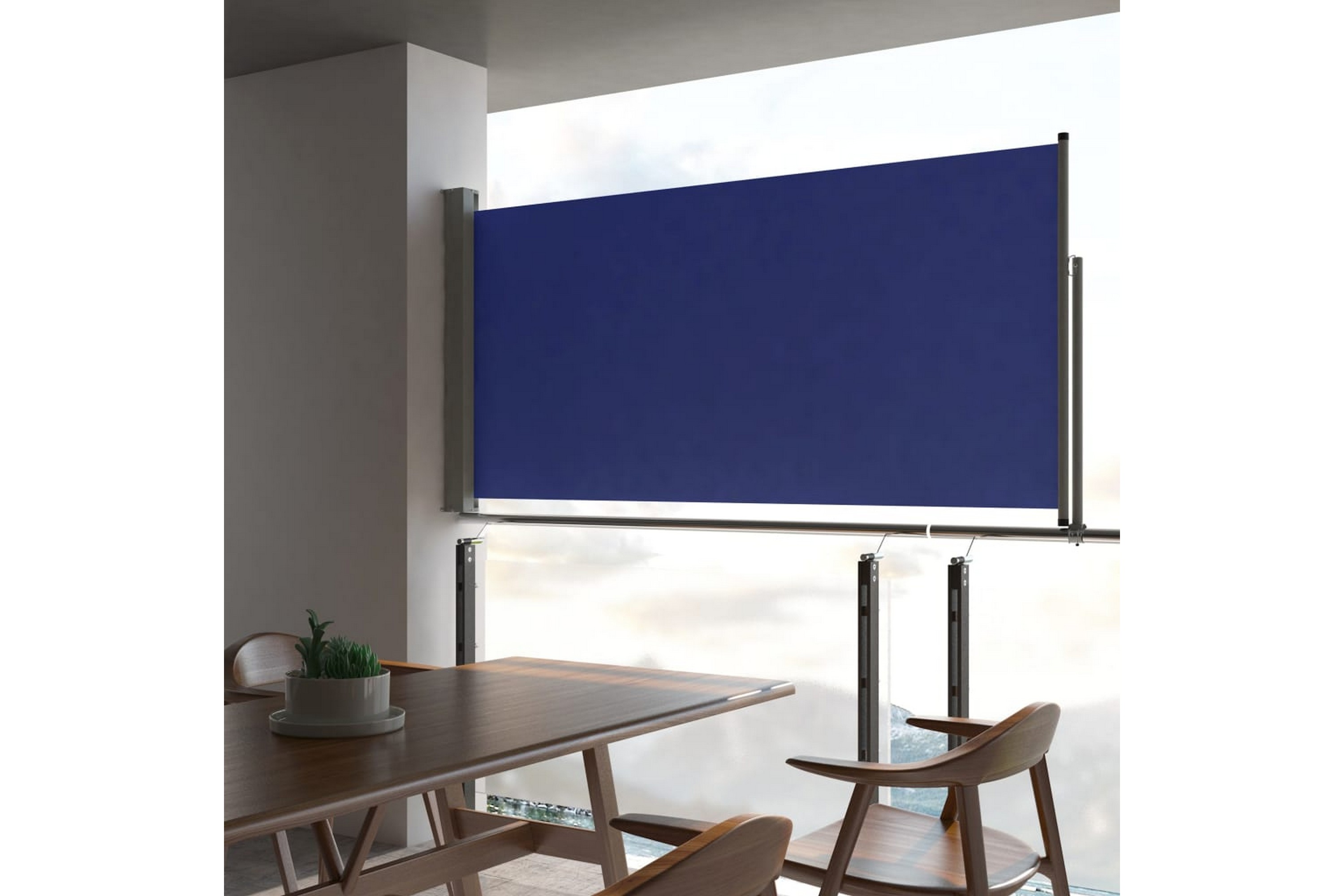 Be Basic Uttrekkbar sidemarkise 120x300 cm blå -