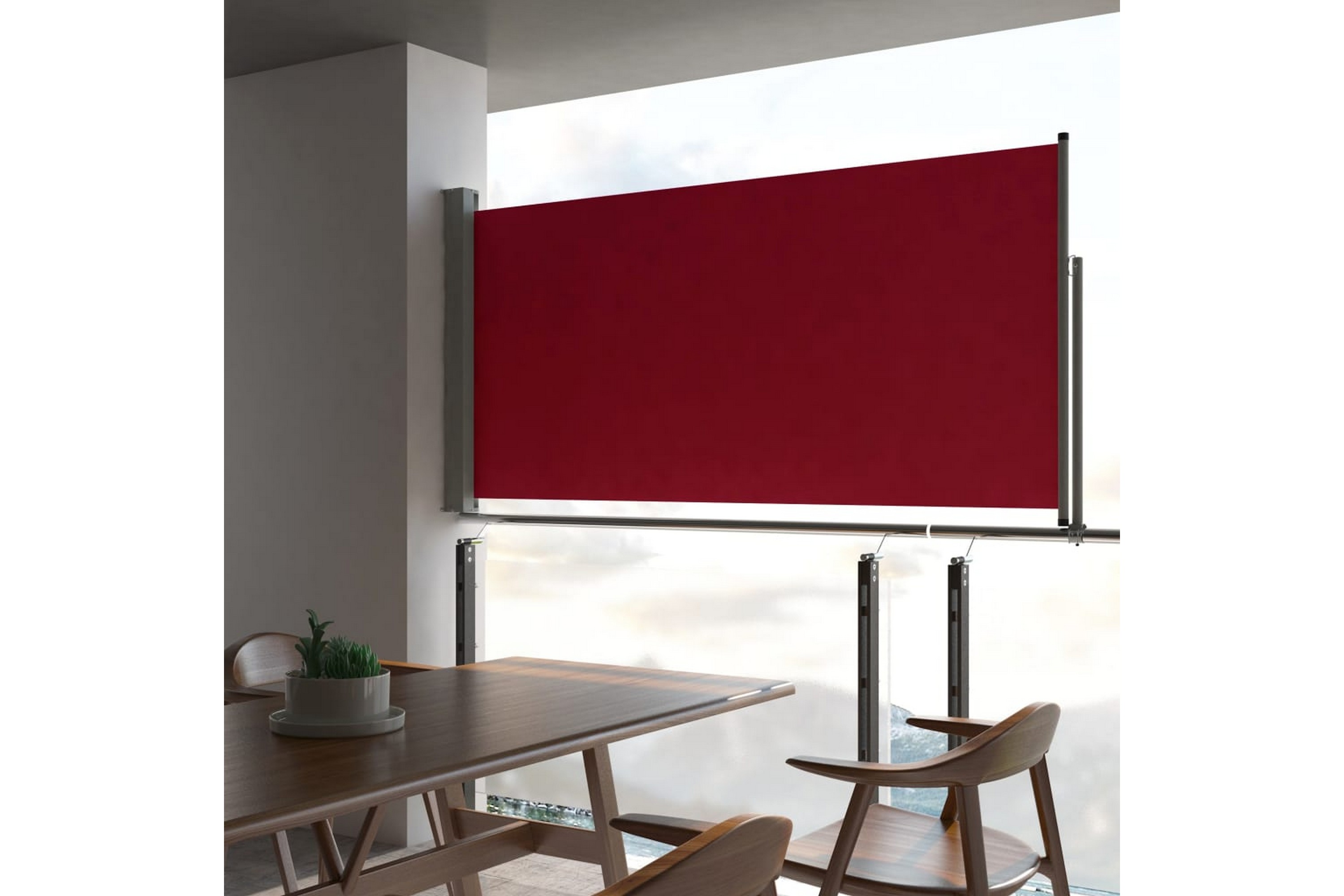 Be Basic Uttrekkbar sidemarkise 120x300 cm rød -