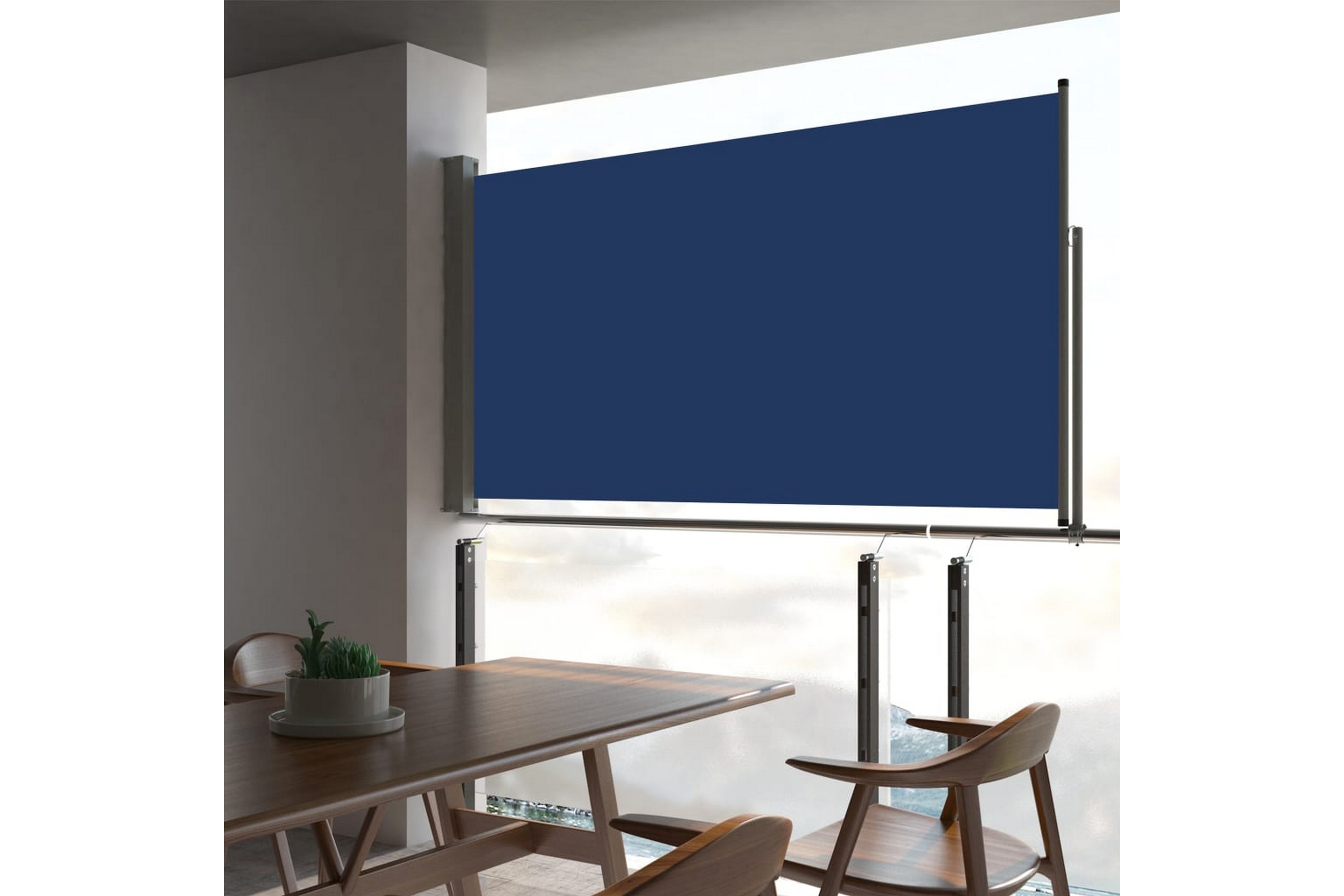 Be Basic Uttrekkbar sidemarkise 160x300 cm blå -