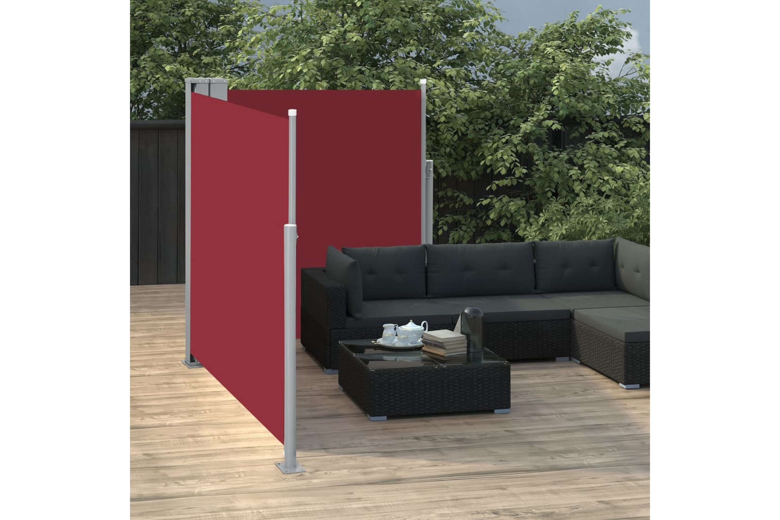 Be Basic Uttrekkbar sidemarkise 170x600 cm rød -