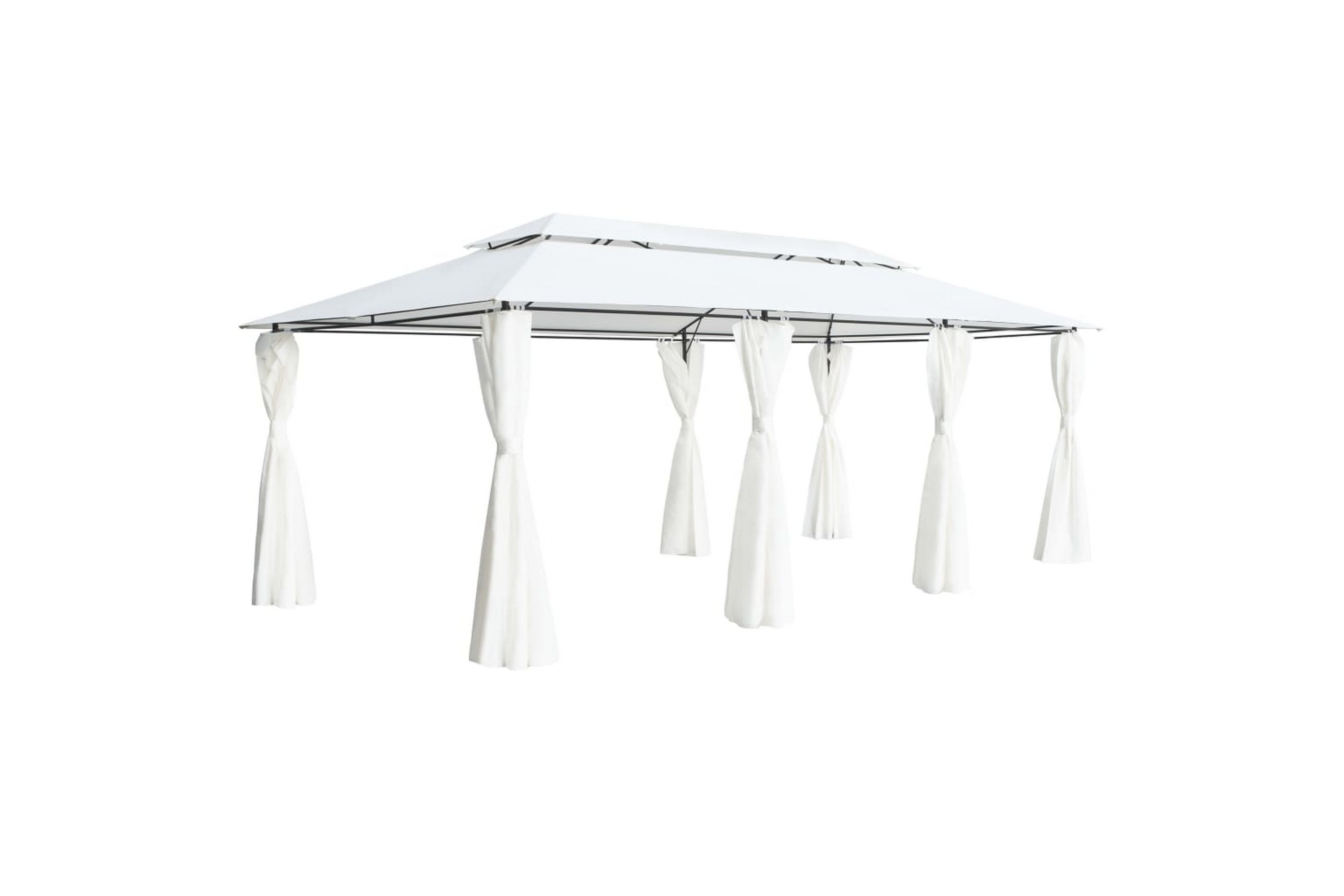 Be Basic Paviljong med gardiner 600x298x270 cm hvit 180g/mÂ² - Hvit