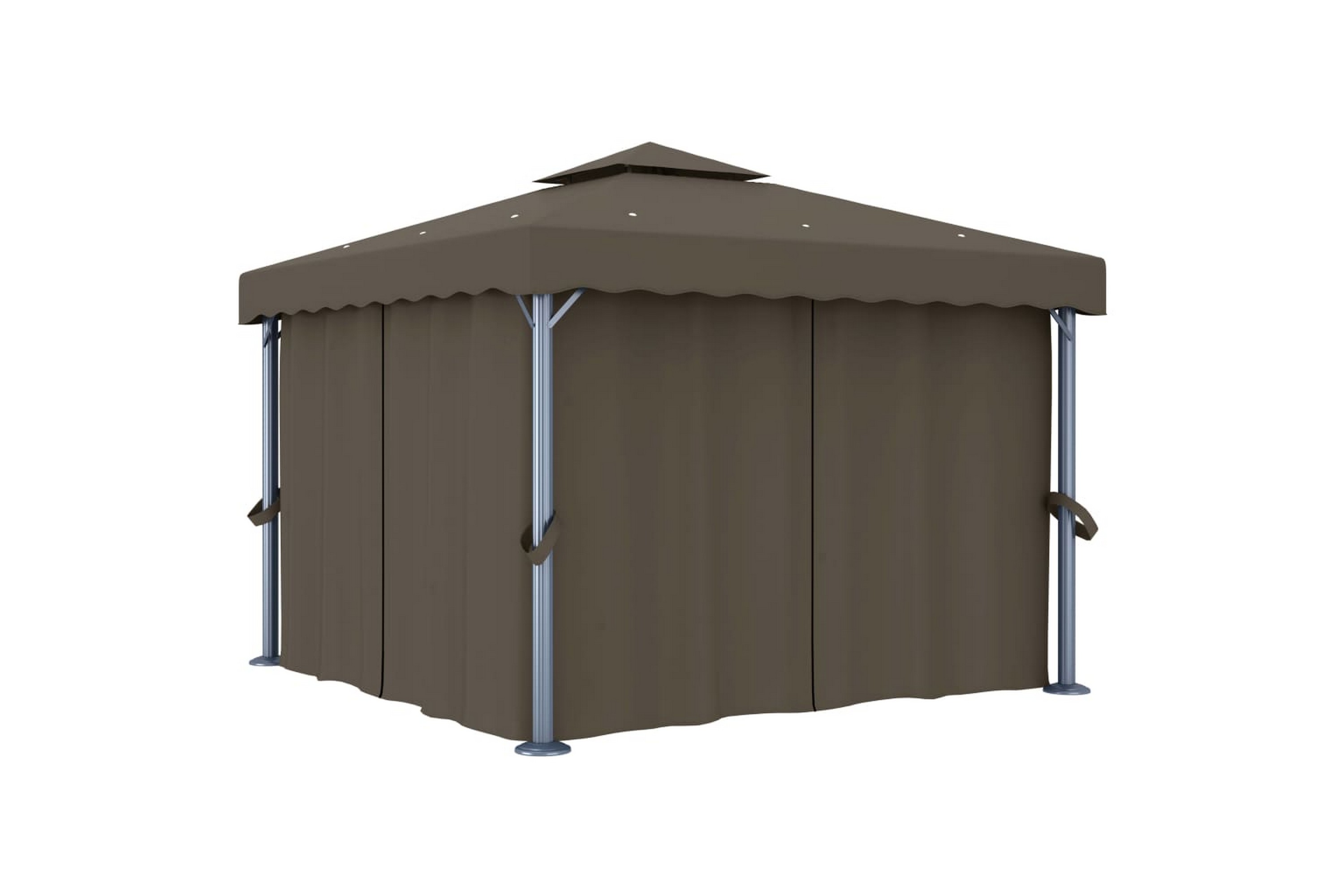 Be Basic Paviljong med gardin 3x3 m gråbrun aluminium - Taupe