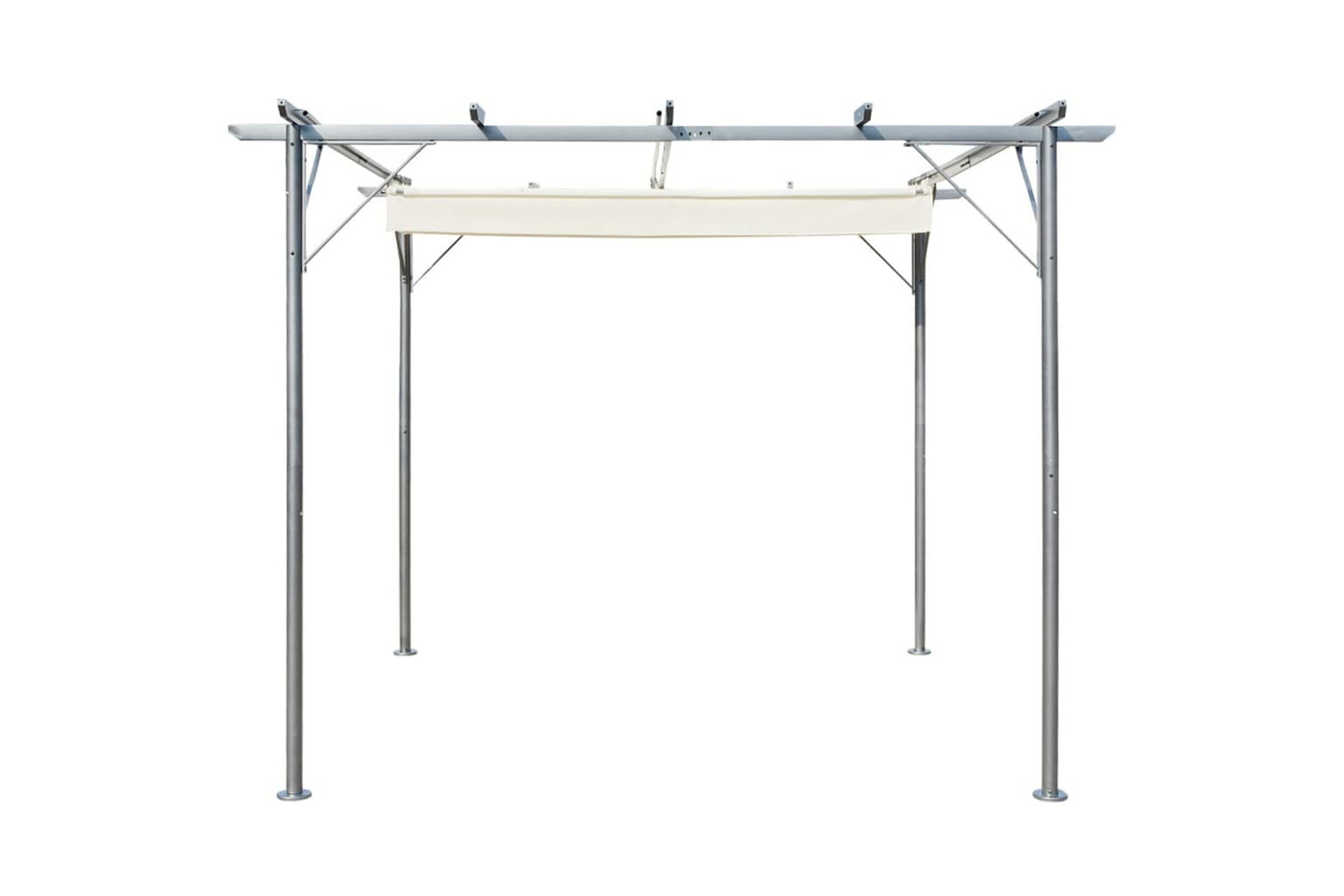 Be Basic Pergola med uttrekkbart tak hvit 3x3 m stål - Krem