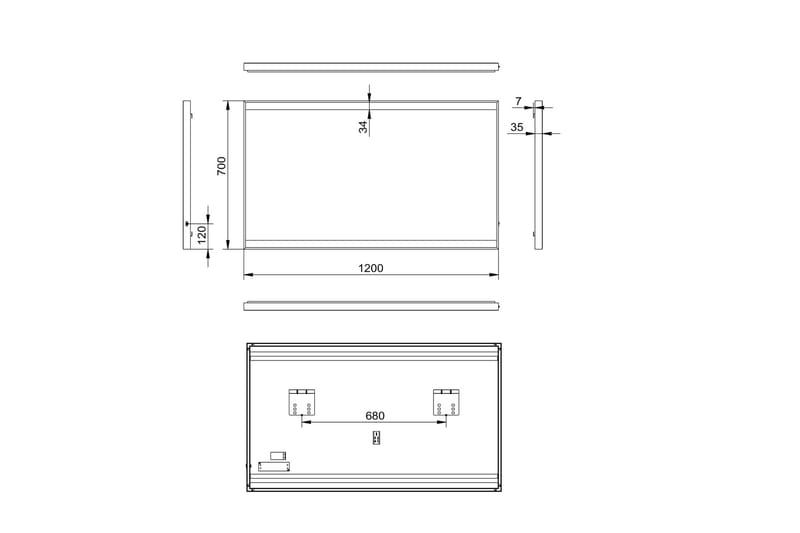 Baderomsspeil Almunge 70 cm LED-Lys - Svart - Interiør - Baderomsinnredning - Baderomsspeil