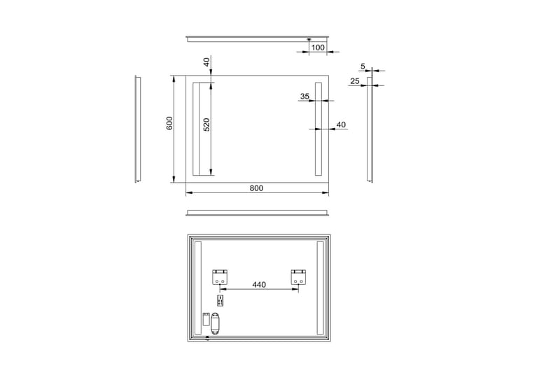 Baderomsspeil Delaryd 60 cm LED-Lys - Interiør - Baderomsinnredning - Baderomsspeil