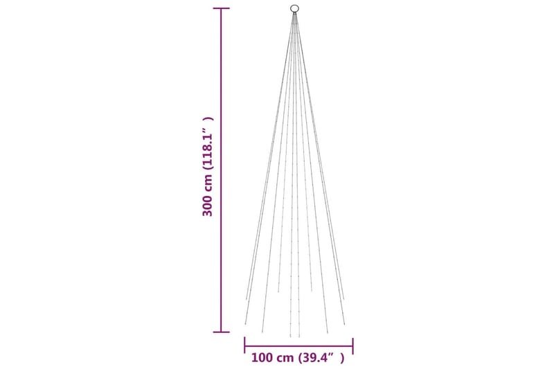 beBasic Juletre på flaggstang 310 LED fargerik 300 cm - Interiør - Dekorasjon & innredningsdetaljer - Julepynt & juledekorasjon - Plastjuletre