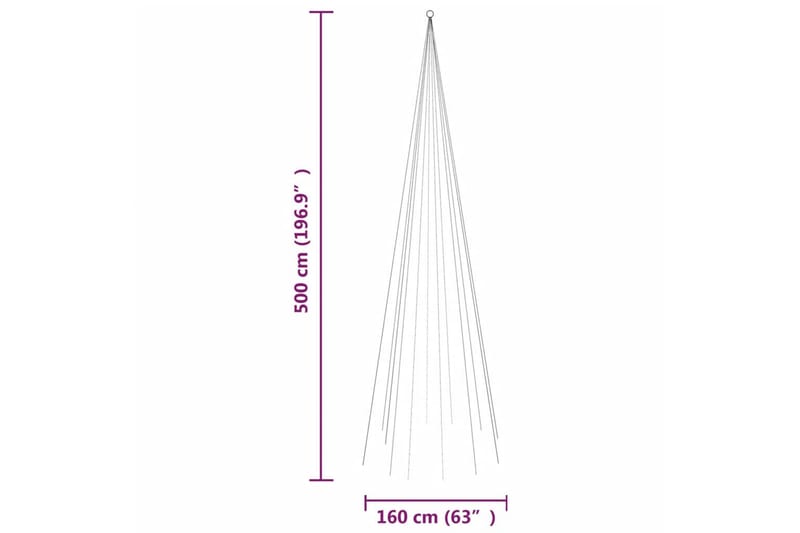 beBasic Juletre på flaggstang 732 LED fargerik 500 cm - Interiør - Dekorasjon & innredningsdetaljer - Julepynt & juledekorasjon - Plastjuletre