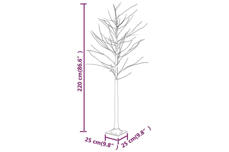 beBasic LED-bjørketre varmhvit 128 lysdioder 220 cm - Interiør - Dekorasjon & innredningsdetaljer - Julepynt & juledekorasjon - Plastjuletre
