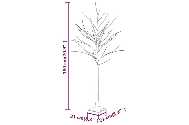 beBasic LED-bjørketre varmhvit 96 lysdioder 180 cm - Interiør - Dekorasjon & innredningsdetaljer - Julepynt & juledekorasjon - Plastjuletre