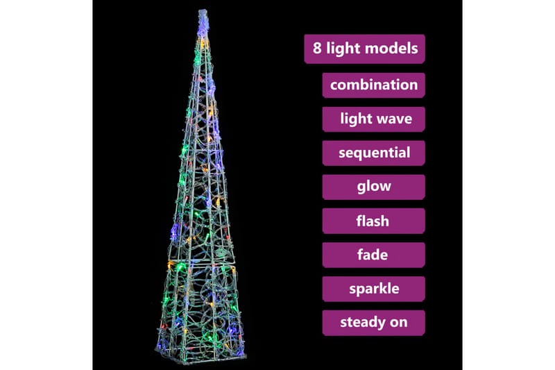 Dekorativ LED-lyskjegle i akryl flerfarget 90 cm - Interiør - Dekorasjon & innredningsdetaljer - Julepynt & juledekorasjon