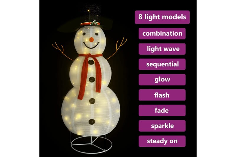 Dekorativ snømannfigur med LED luksusstoff 180cm - Hvit - Interiør - Dekorasjon & innredningsdetaljer - Julepynt & juledekorasjon