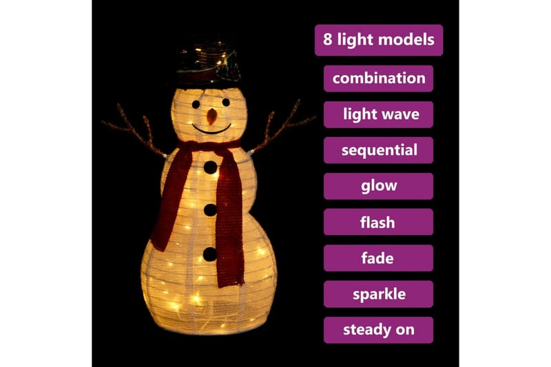 Dekorativ snømannfigur med LED luksusstoff 60cm - Hvit - Interiør - Dekorasjon & innredningsdetaljer - Julepynt & juledekorasjon