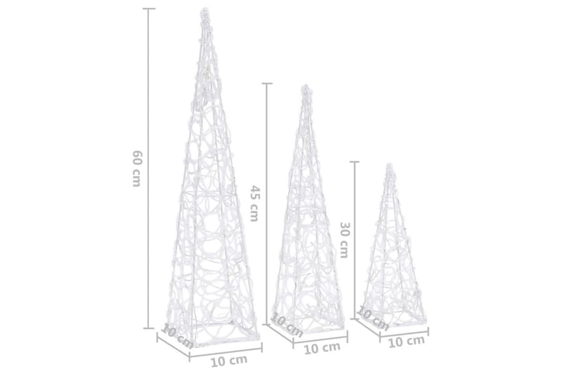Dekorativt LED lyskjeglesett i akryl kald hvit 30/45/60cm - Interiør - Dekorasjon & innredningsdetaljer - Julepynt & juledekorasjon