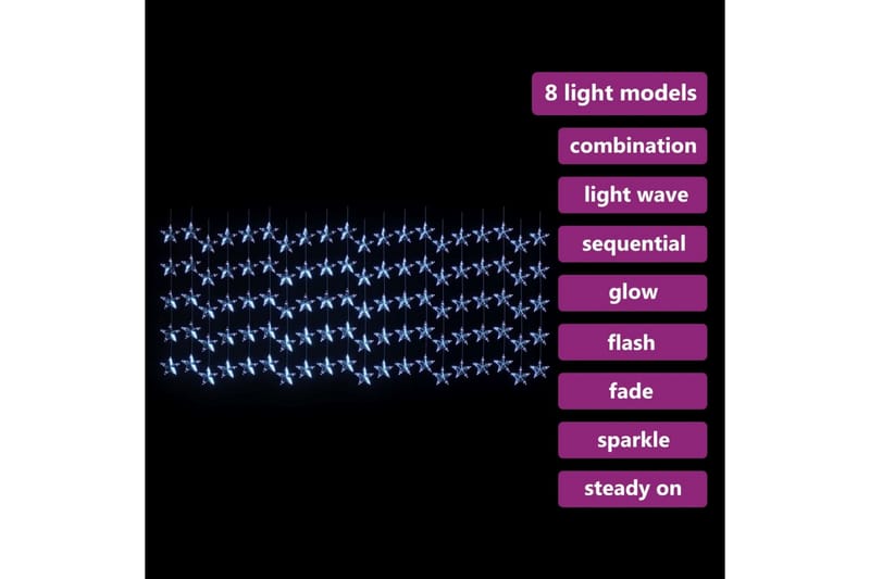 Eventyrlysgardin stjerner 500 LED blå 8 funksjoner - Blå - Interiør - Dekorasjon & innredningsdetaljer - Julepynt & juledekorasjon