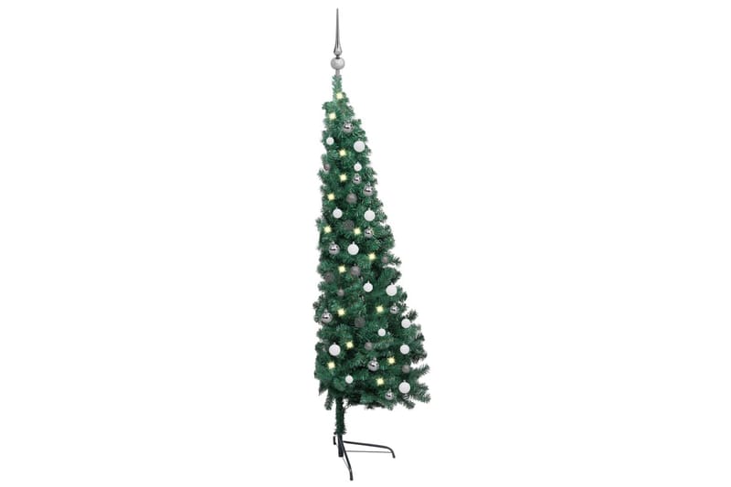 Kunstig halvt juletre med LED og kulesett 120 cm grønn - Plastjuletre