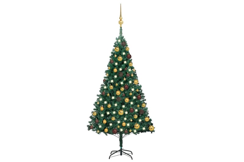 Kunstig juletre med LED og kulesett 120 cm PVC grønn - Interiør - Dekorasjon & innredningsdetaljer - Julepynt & juledekorasjon - Plastjuletre