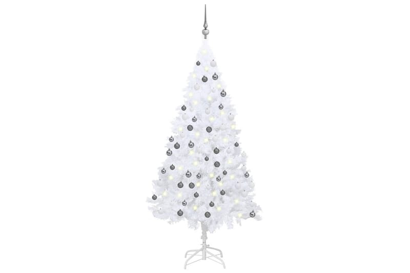 Kunstig juletre med LED og kulesett 150 cm PVC hvit - Interiør - Dekorasjon & innredningsdetaljer - Julepynt & juledekorasjon - Plastjuletre