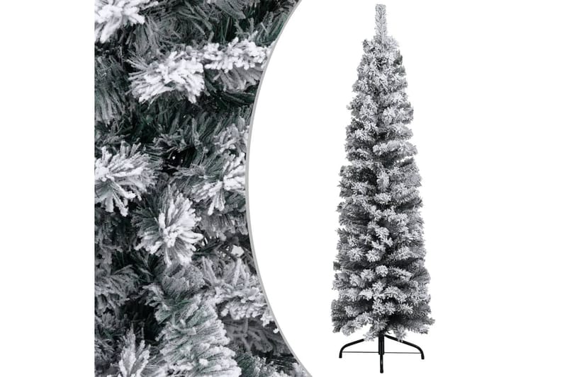 Slankt kunstig juletre med flokket snø grønn 120 cm PVC - grønn - Interiør - Dekorasjon & innredningsdetaljer - Julepynt & juledekorasjon - Plastjuletre