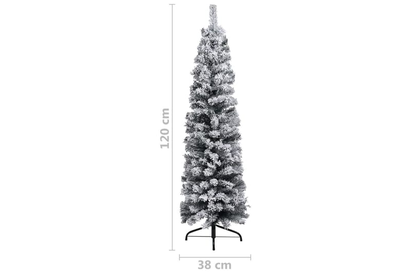 Slankt kunstig juletre med flokket snø grønn 120 cm PVC - grønn - Interiør - Dekorasjon & innredningsdetaljer - Julepynt & juledekorasjon - Plastjuletre