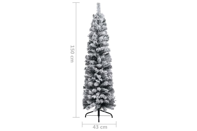 Slankt kunstig juletre med flokket snø grønn 150 cm PVC - Interiør - Dekorasjon & innredningsdetaljer - Julepynt & juledekorasjon - Plastjuletre