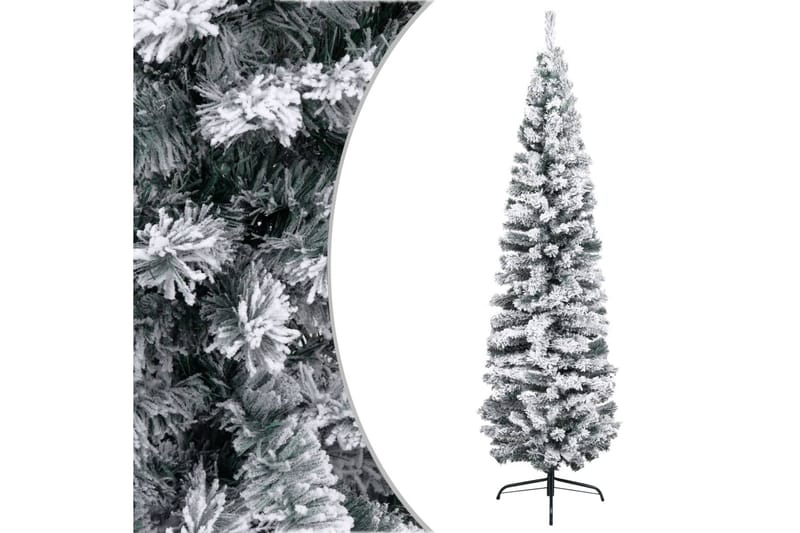 Slankt kunstig juletre med flokket snø grønn 180 cm PVC - Interiør - Dekorasjon & innredningsdetaljer - Julepynt & juledekorasjon - Plastjuletre