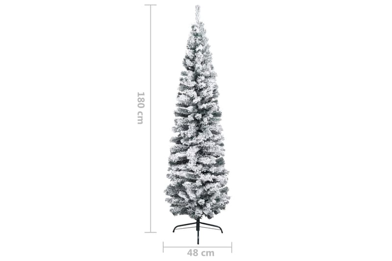 Slankt kunstig juletre med flokket snø grønn 180 cm PVC - Interiør - Dekorasjon & innredningsdetaljer - Julepynt & juledekorasjon - Plastjuletre