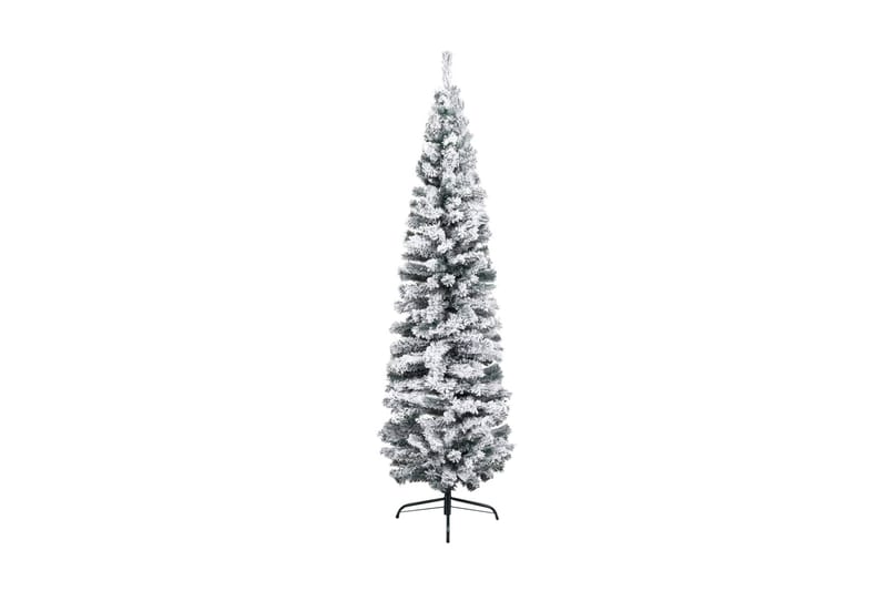 Slankt kunstig juletre med flokket snø grønn 210 cm PVC - Interiør - Dekorasjon & innredningsdetaljer - Julepynt & juledekorasjon - Plastjuletre