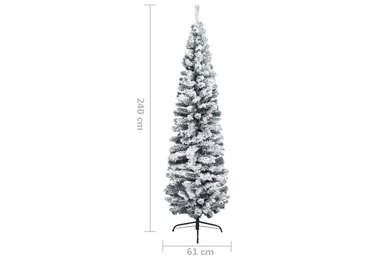 Slankt kunstig juletre med flokket snø grønn 240 cm PVC - Interiør - Dekorasjon & innredningsdetaljer - Julepynt & juledekorasjon - Plastjuletre