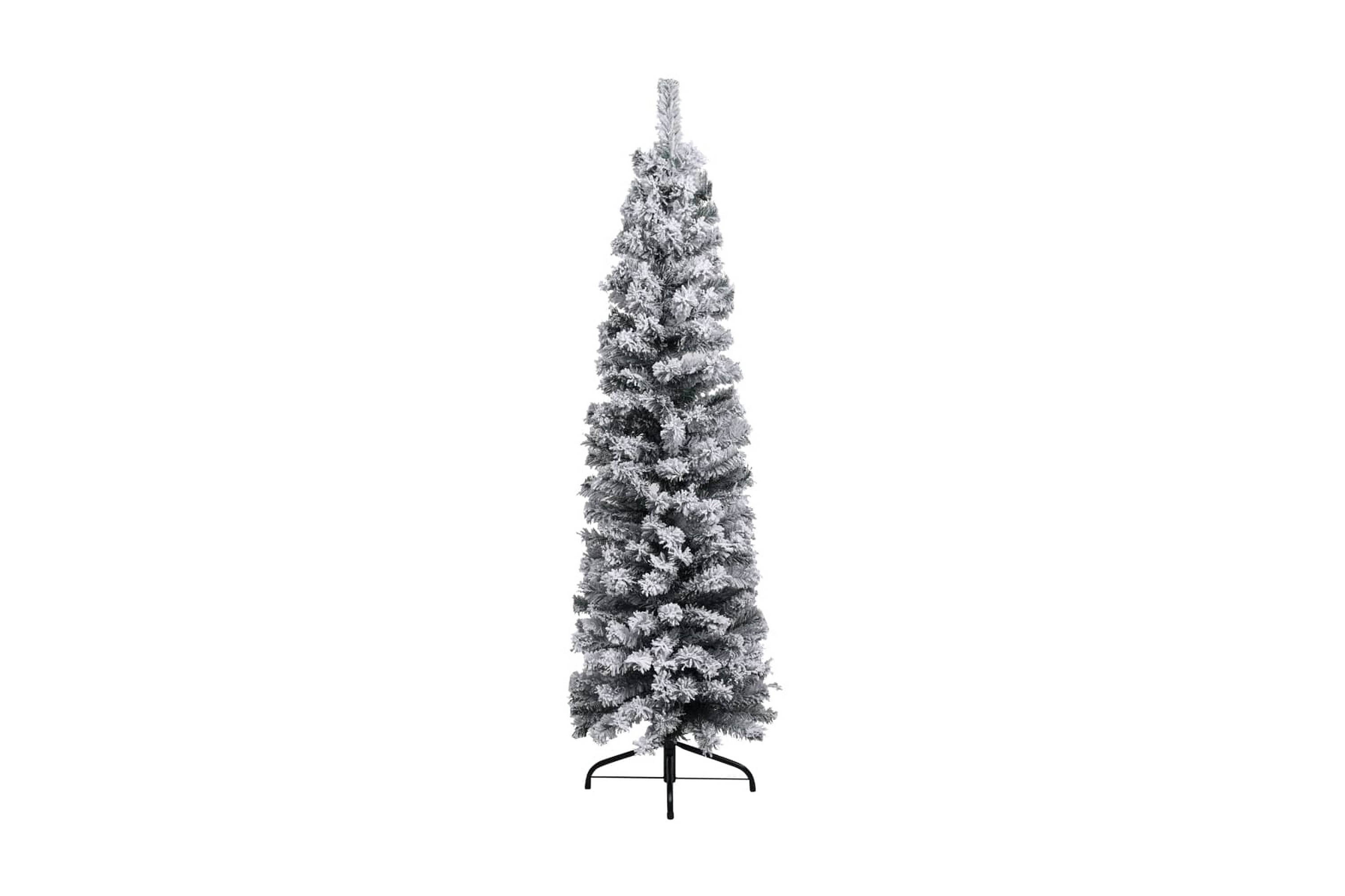 Be Basic Slankt kunstig juletre med flokket snø grønn 150 cm PVC -