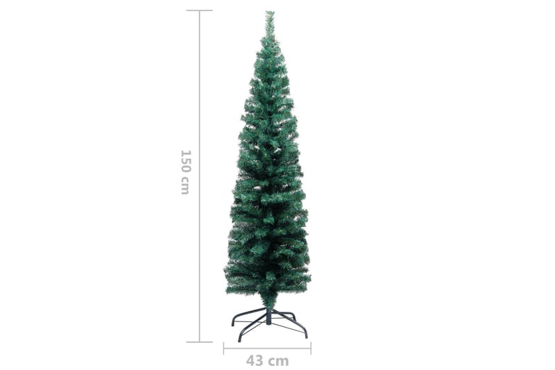 Slankt kunstig juletre med stativ grønn 150 cm PVC - Interiør - Dekorasjon & innredningsdetaljer - Julepynt & juledekorasjon - Plastjuletre