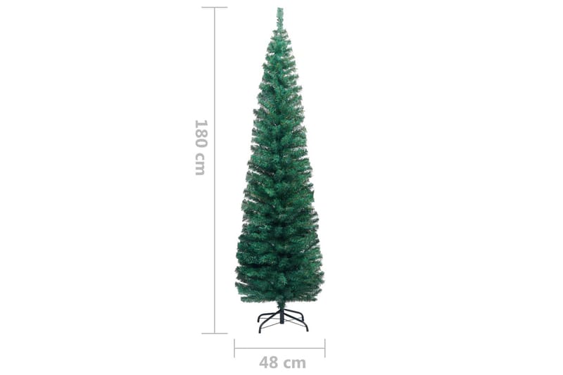 Slankt kunstig juletre med stativ grønn 180 cm PVC - Interiør - Dekorasjon & innredningsdetaljer - Julepynt & juledekorasjon - Plastjuletre