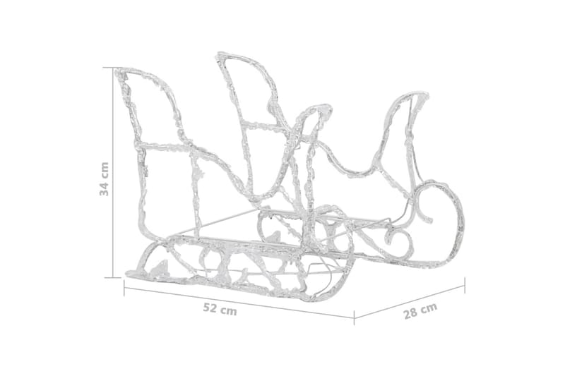Reinsdyr og slede juledekorasjon 280x28x55 cm akryl - Hvit - Interiør - Dekorasjon & innredningsdetaljer - Julepynt & juledekorasjon