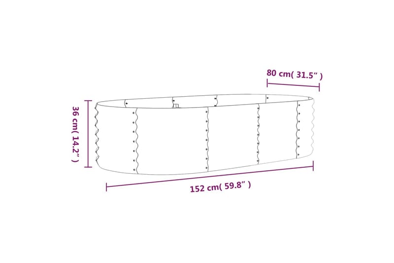 beBasic Plantekasse pulverlakkert stål 152x80x36 cm sølv - Silver - Hagemøbler & utemiljø - Balkong & terrasse - Balkongdyrking - Blomsterkasser