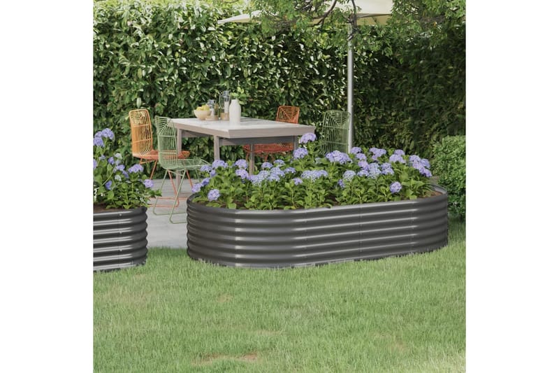 beBasic Plantekasse pulverlakkert stål 175x100x36 cm grå - GrÃ¥ - Hagemøbler & utemiljø - Balkong & terrasse - Balkongdyrking - Blomsterkasser