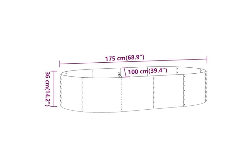 beBasic Plantekasse pulverlakkert stål 175x100x36 cm sølv - Silver - Hagemøbler & utemiljø - Balkong & terrasse - Balkongdyrking - Blomsterkasser
