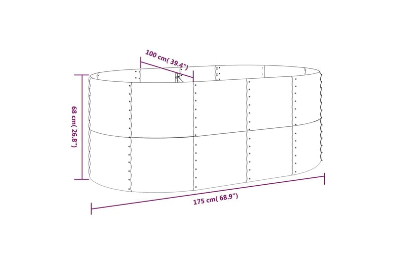 beBasic Plantekasse pulverlakkert stål 175x100x68 cm grå - GrÃ¥ - Hagemøbler & utemiljø - Balkong & terrasse - Balkongdyrking - Blomsterkasser