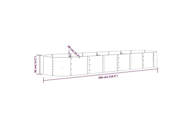 beBasic Plantekasse pulverlakkert stål 296x80x36 cm grå - GrÃ¥ - Interiør - Dekorasjon & innredningsdetaljer - Krukker - Utepotter