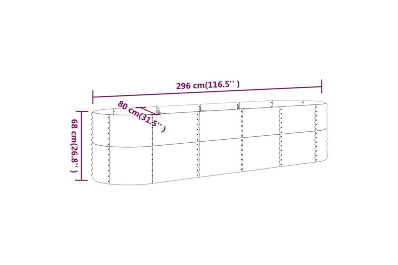 beBasic Plantekasse pulverlakkert stål 296x80x68 cm brun - Brun - Hagemøbler & utemiljø - Balkong & terrasse - Balkongdyrking - Blomsterkasser