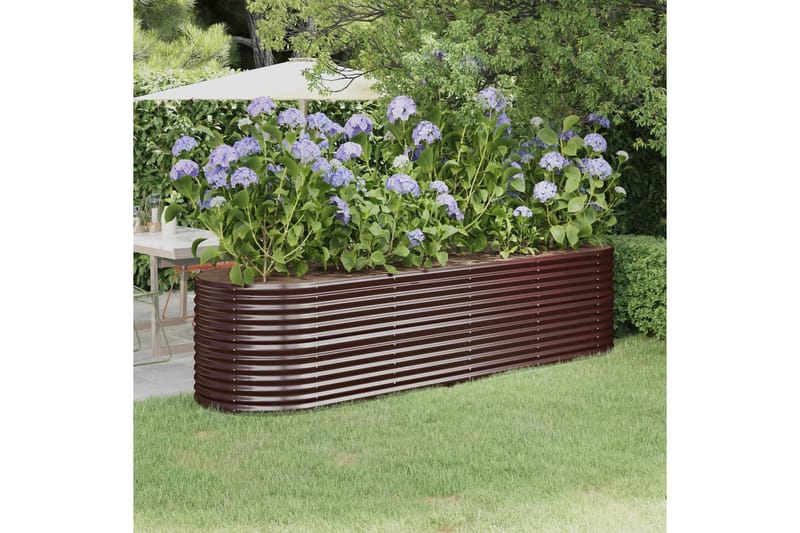 beBasic Plantekasse pulverlakkert stål 296x80x68 cm brun - Brun - Hagemøbler & utemiljø - Balkong & terrasse - Balkongdyrking - Blomsterkasser