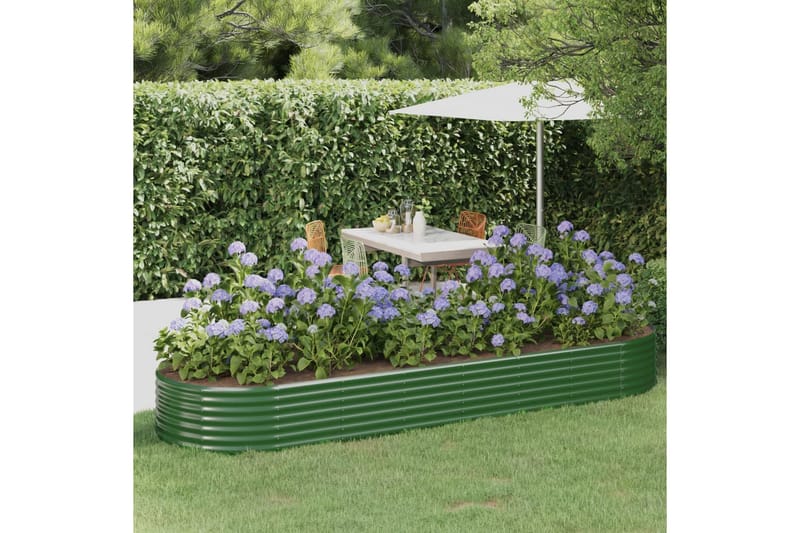 beBasic Plantekasse pulverlakkert stål 322x100x36 cm grønn - grÃ¸nn - Hagemøbler & utemiljø - Balkong & terrasse - Balkongdyrking - Blomsterkasser