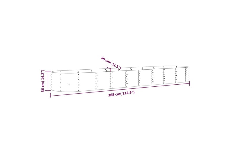 beBasic Plantekasse pulverlakkert stål 368x80x36 cm grønn - grÃ¸nn - Hagemøbler & utemiljø - Balkong & terrasse - Balkongdyrking - Blomsterkasser