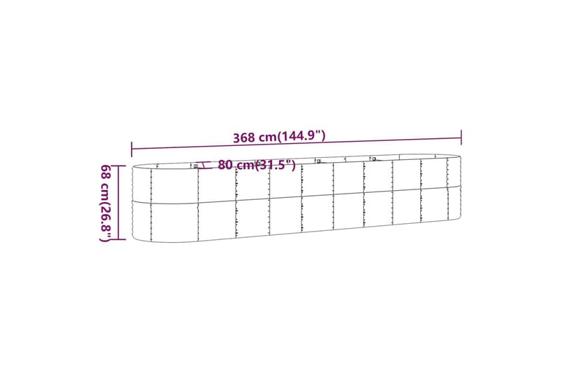 beBasic Plantekasse pulverlakkert stål 368x80x68 cm antrasitt - AntrasittgrÃ¥ - Hagemøbler & utemiljø - Balkong & terrasse - Balkongdyrking - Blomsterkasser