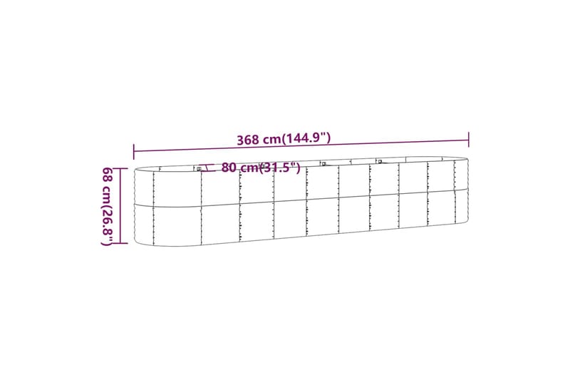 beBasic Plantekasse pulverlakkert stål 368x80x68 cm brun - Brun - Hagemøbler & utemiljø - Balkong & terrasse - Balkongdyrking - Blomsterkasser