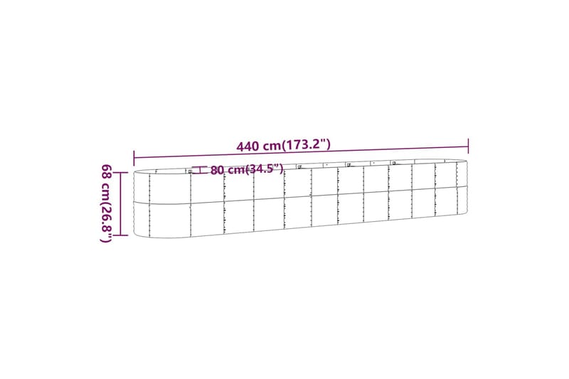 beBasic Plantekasse pulverlakkert stål 440x80x68 cm grå - GrÃ¥ - Utepotter - Blomsterkasser