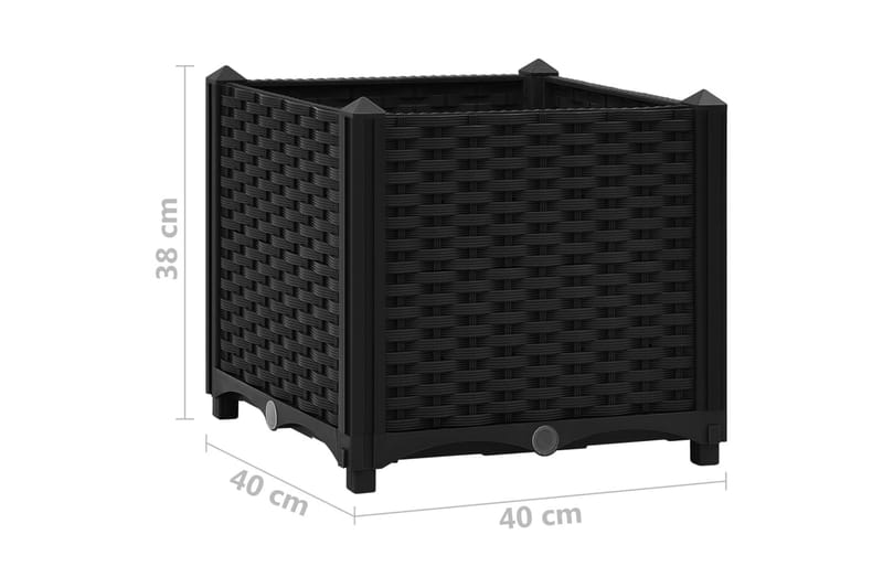 Høybed 40x40x38 cm polypropylen - Svart - Hagemøbler & utemiljø - Balkong & terrasse - Balkongdyrking - Blomsterkasser