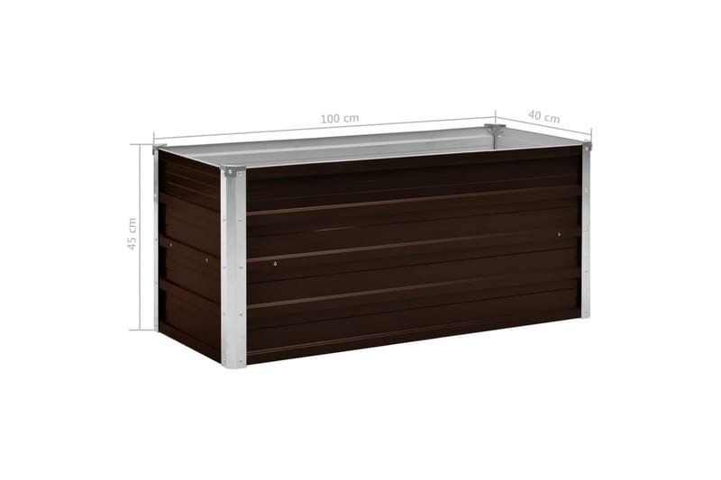 Høybed brun 100x40x45 cm galvanisert stål - Brun - Hagemøbler & utemiljø - Balkong & terrasse - Balkongdyrking - Blomsterkasser