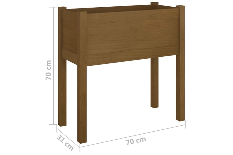 Plantekasse honningbrun 70x31x70 cm heltre furu - Brun - Interiør - Dekorasjon & innredningsdetaljer - Krukker - Utepotter