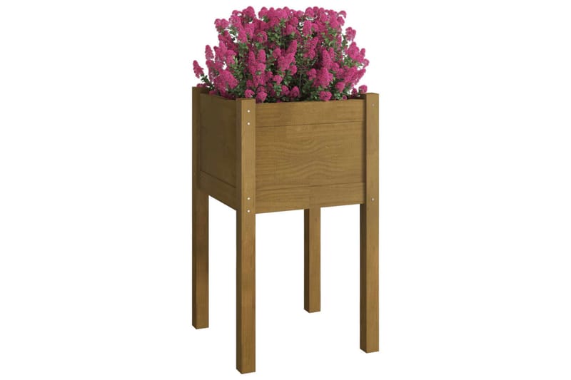 Plantekasser 2 stk 40x40x70 cm heltre furu honningbrun - Brun - Interiør - Dekorasjon & innredningsdetaljer - Krukker - Utepotter