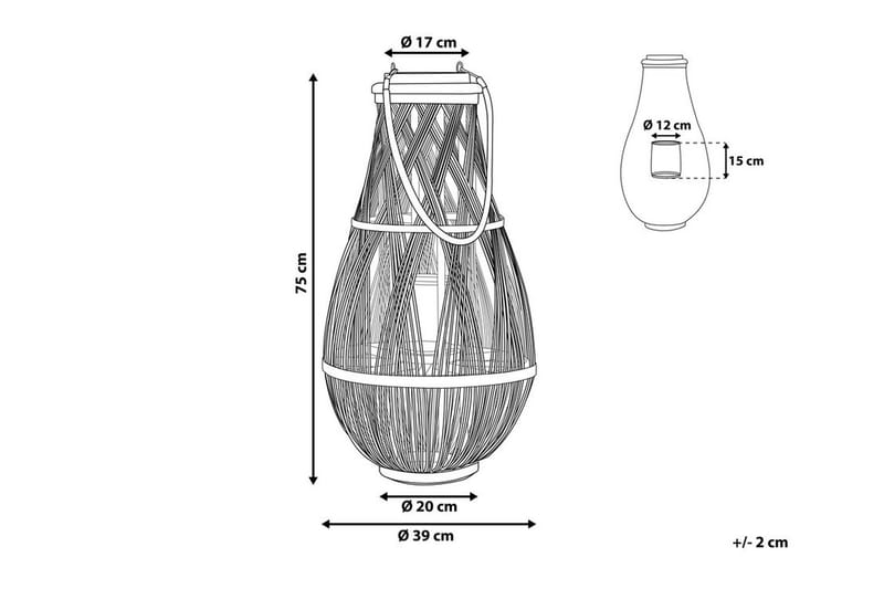 Lykt Tonga 39 cm - Tre | Natur - Interiør - Dekorasjon & innredningsdetaljer